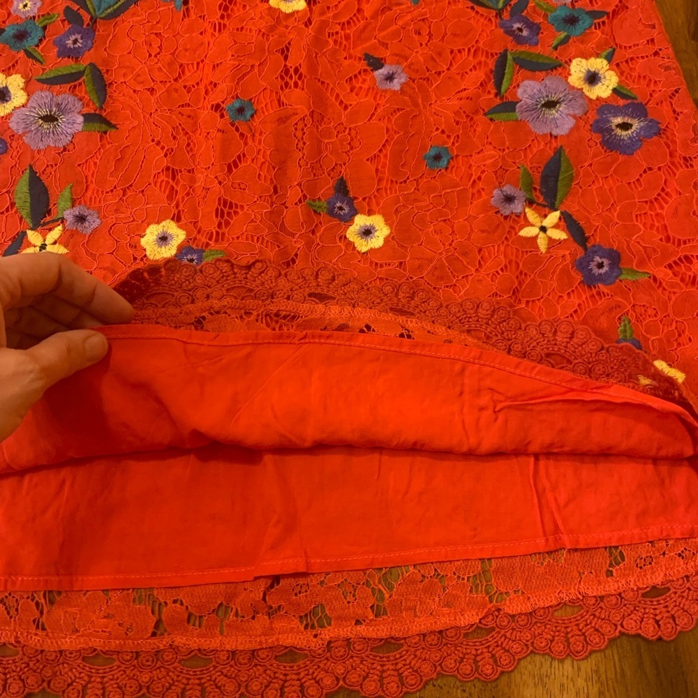 Umgee dress NWT Size Small coral orange Lexie overlay embroidered flowers - Picture 3 of 10